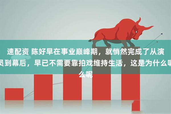 速配资 陈好早在事业巅峰期，就悄然完成了从演员到幕后，早已不需要靠拍戏维持生活，这是为什么呢